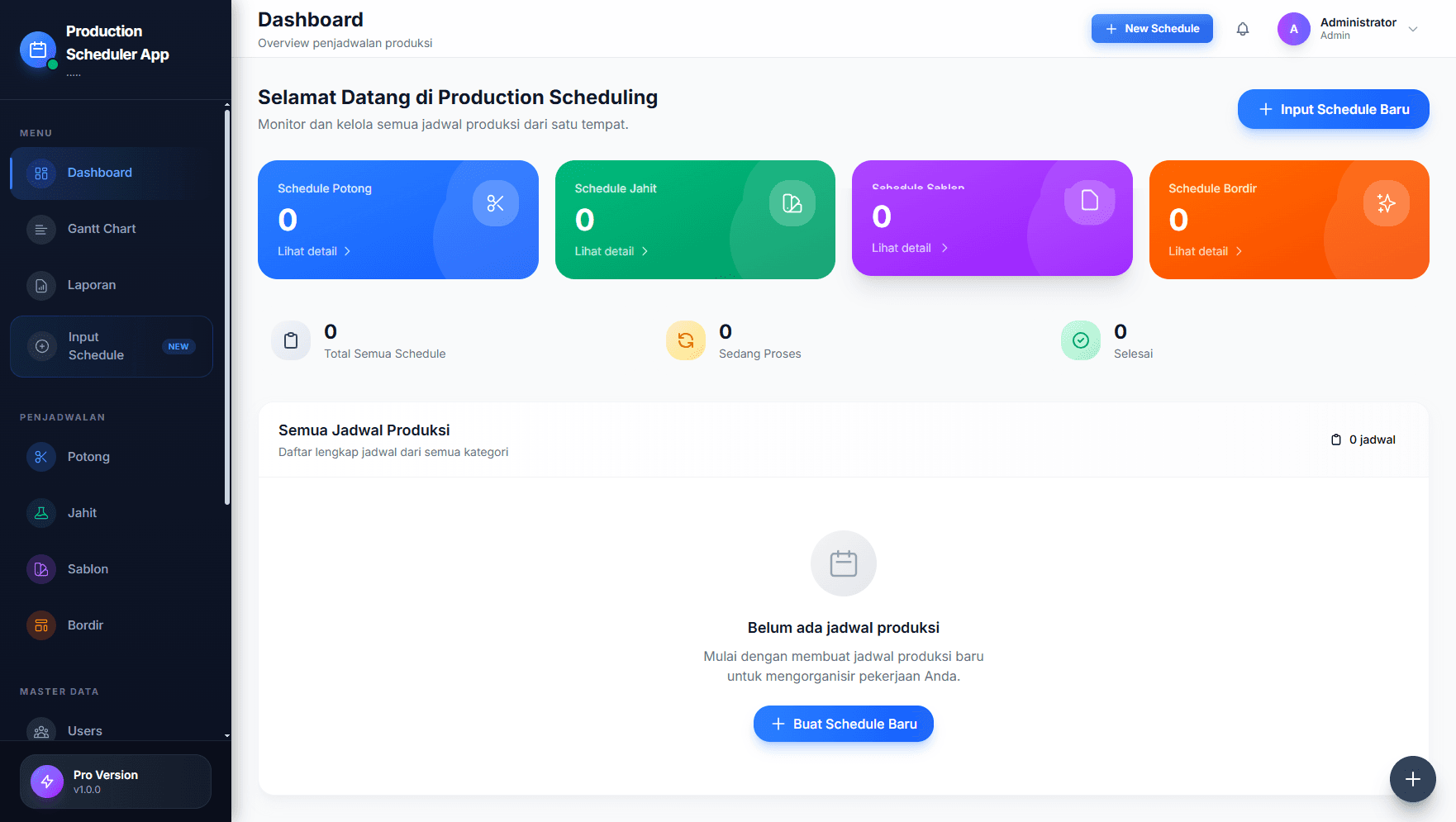 Scheduler dashboard preview